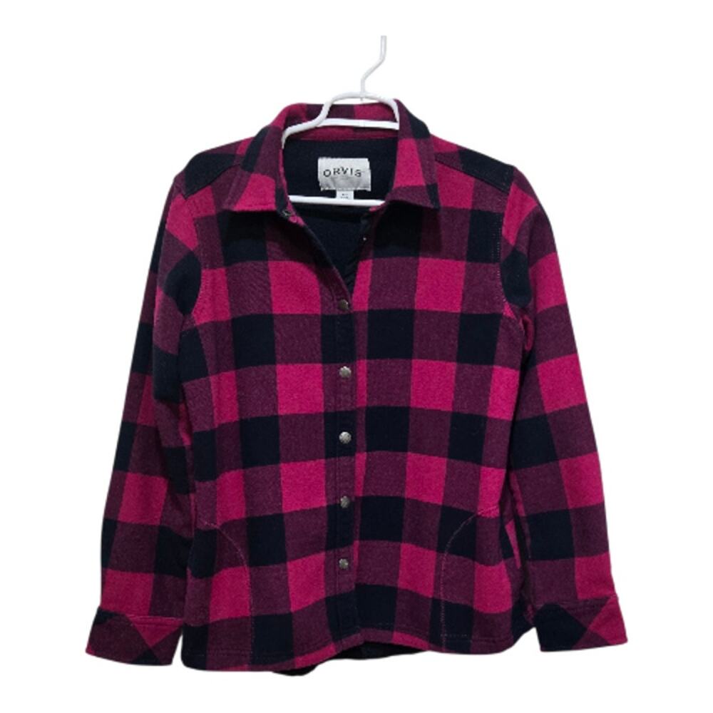 Orvis Fleece-Lined Buffalo Plaid Snap Shirt Jacket Women’s L